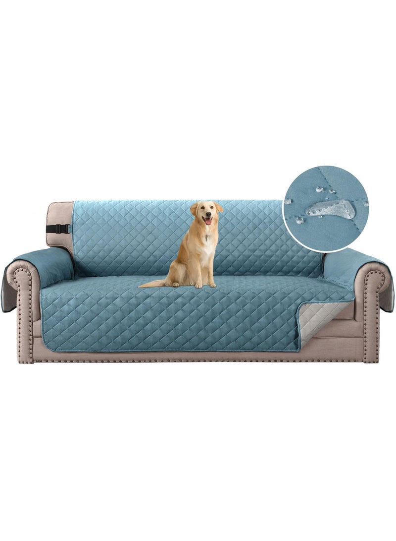 KYD Sofa Cover 2 Seater Medium Loveseat Chair Sofa Slipcover Wrinkle-free Reversible Sofa Cover Water Resistant Couch Cover Furniture Protector Cover with Elastic Straps Blue  - Image 1