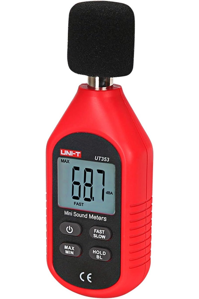 UNI-T UNI-T UT353 Decibel Meter, Digital Sound Level Meter 30-130dB Audio Noise Volume Measure Device Sound Meter Max/Min Fast/Slow Data Hold LCD Backlit Auto Power off - Image 2