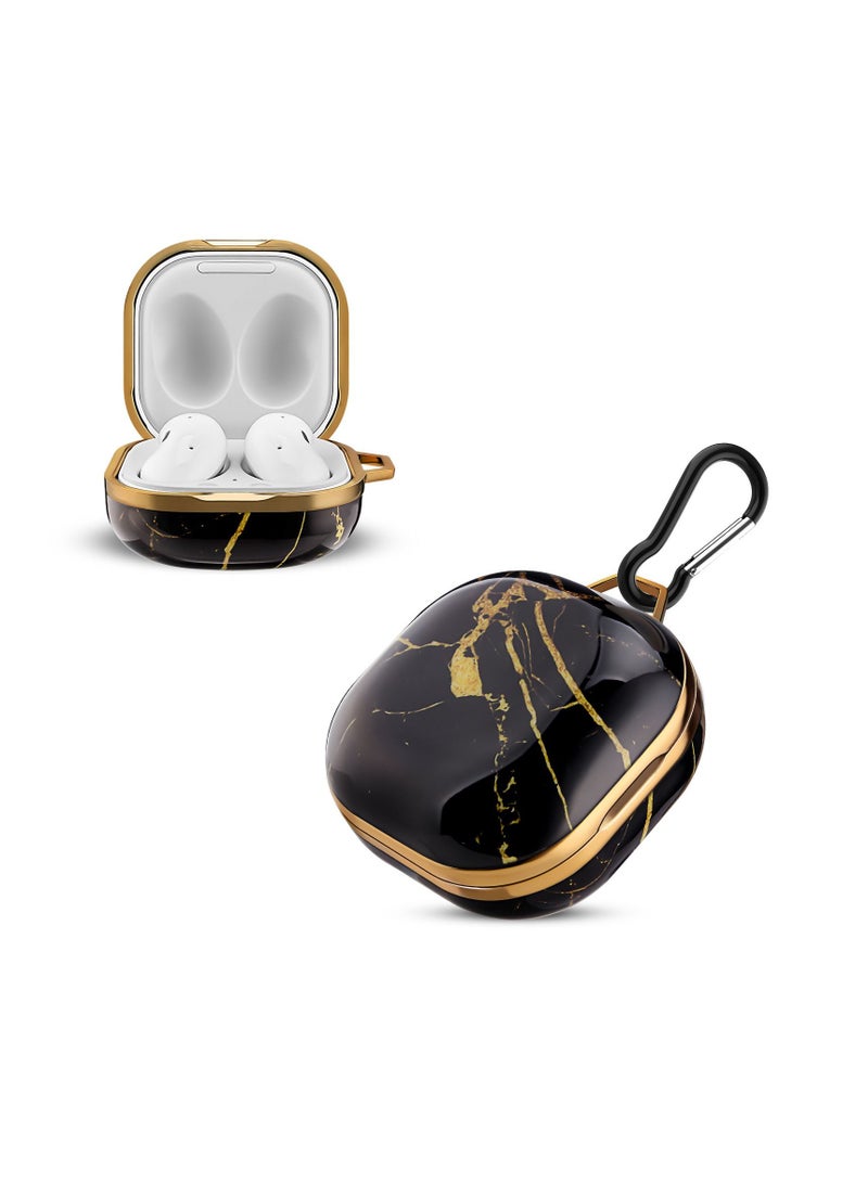 غطاء حماية واق لسماعات جالاكسي بادز برو مع خطاف لسلسلة المفاتيح ذهبي، أسود - Image 1