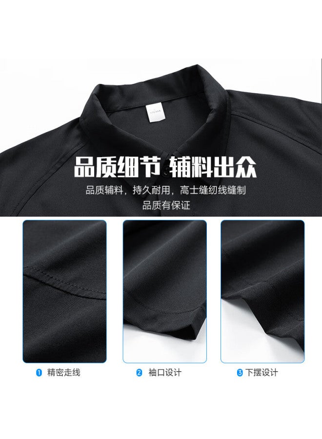 Wassup Sohot Men's Short Sleeve T-shirt Summer Style Ice Silk Polo Shirt Loose Casual Top Men Black XL - Image 5