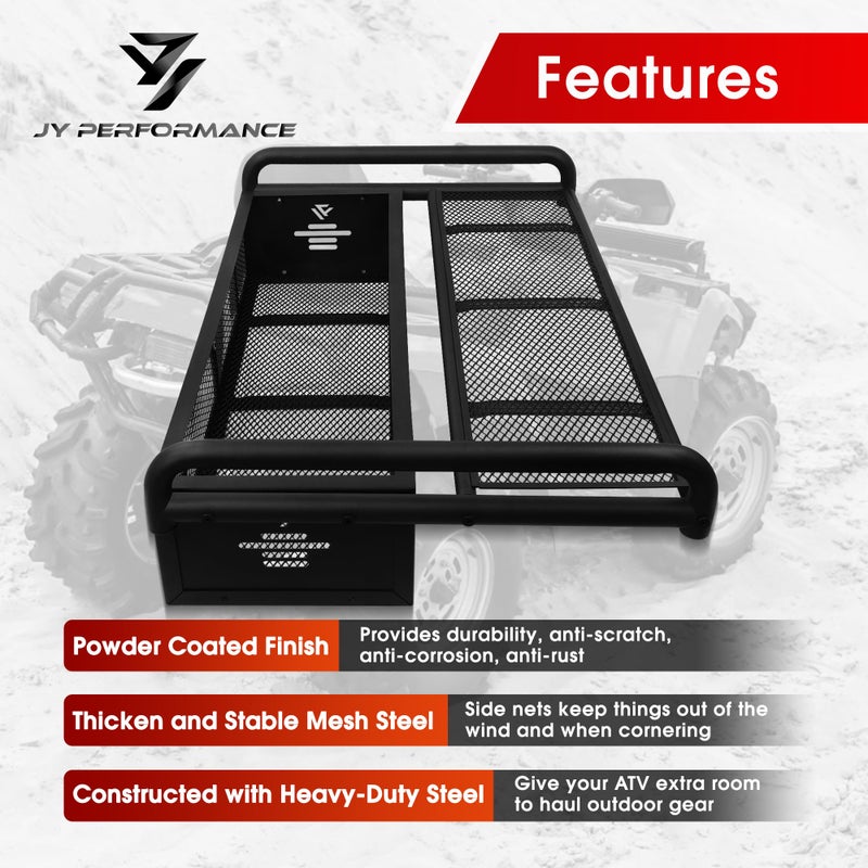 JY Performance ATV Rear Cargo Basket, Universal ATV Racks and Baskets Storage Rack for Camping/Fishing/Beach Side/Hiking - Image 3