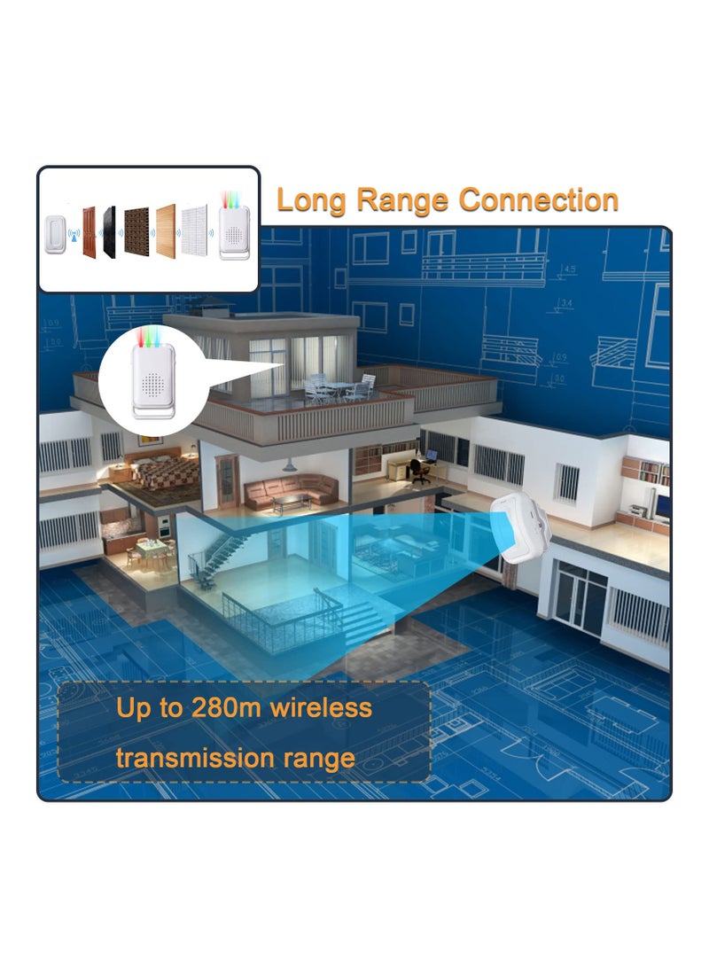 جرس إنذار بابي بحساس حركة للمنزل، مثالي لكبار السن ومرضى الخرف، تنبيهات صندوق البريد والمرآب، إشعارات دخول الأعمال (يتضمن 1 حساس و 1 مستقبل) - Image 4
