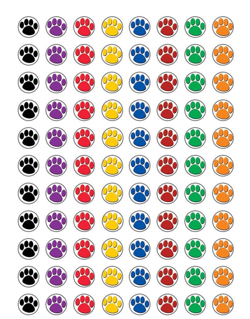 Teacher Created Resources Colorful Paw Prints Mini Stickers Value Pack (4742) 3/8 in - Image 2