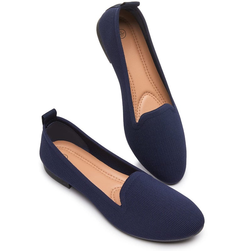 BABUDOG Women's Sparkly Flats Shoes Shiny Mesh Loafers Shoes Soft Memory Foam Flats(Navy.US8.5) - Image 1