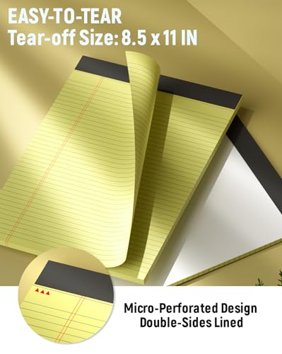 AIFLYAN Legal Pads 8.5 x 11 College Ruled, 12 Pack Yellow Legal Note Pads 8.5 x 11 Perforated Paper Tablets 8-1/2 x 11 Narrow Ruled Writing Note Pads 30 Sheets Pads of Paper Notepads Yellow Notebook Notepad - Image 3