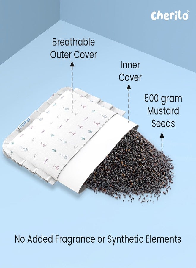 Cherilo Mustard Seed Baby Comfort Cushion | Adjustable Filling | Soft Cotton Cover | 28 x 21.5 x 2 cm - White Abstract Pattern - Image 3