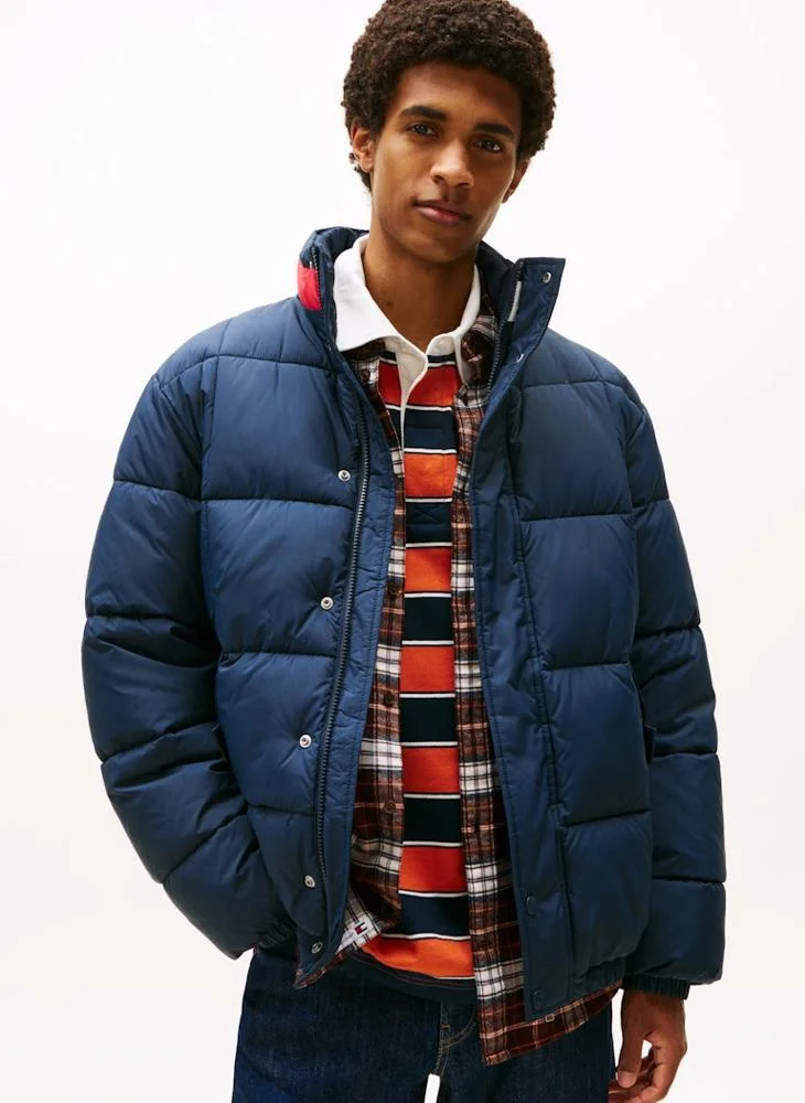 TOMMY JEANS Colour-Blocked Collar Relaxed Puffer Jacket