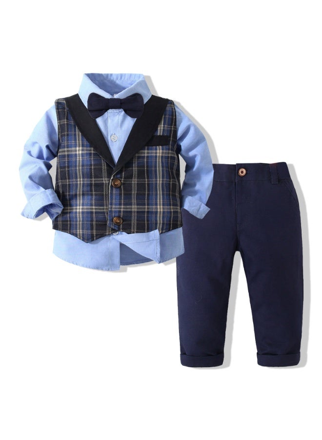 KUYING New Gentlemen's Vest Shirt Pants Three Piece Children's Set