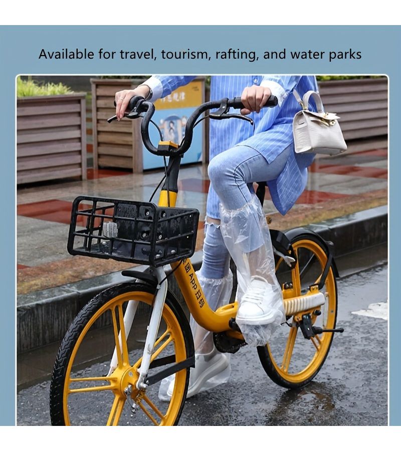 12 Blue Disposable Shoe Covers Transparent Plastic Thick Outdoor Isolation Foot Covers - Image 4