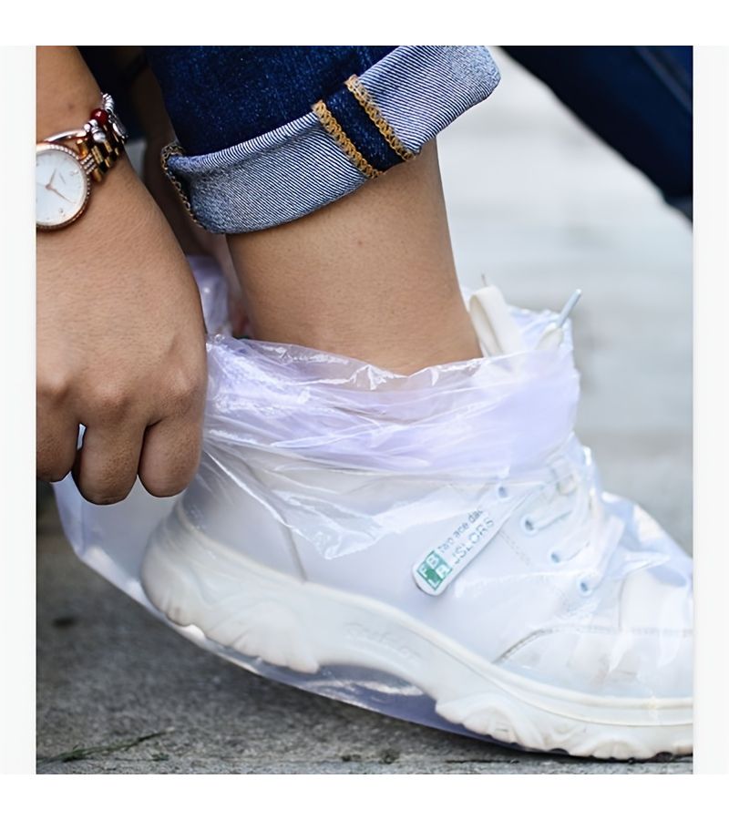 12 Blue Disposable Shoe Covers Transparent Plastic Thick Outdoor Isolation Foot Covers - Image 5