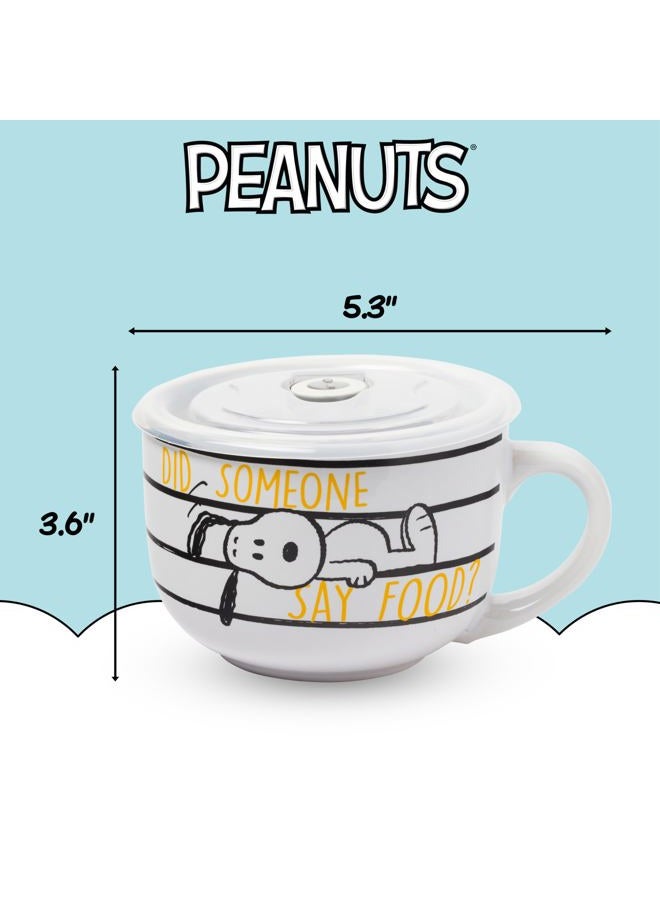 Silver Buffalo Peanuts Snoopy and Woodstock Ceramic Soup Mug with Vented Plastic Lid, 24 Ounces - Image 4