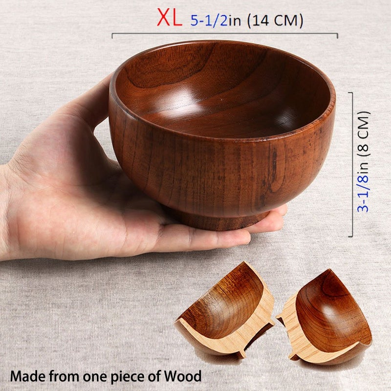 Cospring Handmade Wood Bowl, Mug, for Rice, Soup, Dip, Coffee, Tea, Decoration (2PCS Jujube Bowls, XL: 5.5 inch Dia by 3-1/8 inch High) - Image 2
