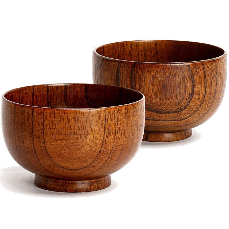 Cospring Handmade Wood Bowl, Mug, for Rice, Soup, Dip, Coffee, Tea, Decoration (2PCS Jujube Bowls, XL: 5.5 inch Dia by 3-1/8 inch High) - Image 1