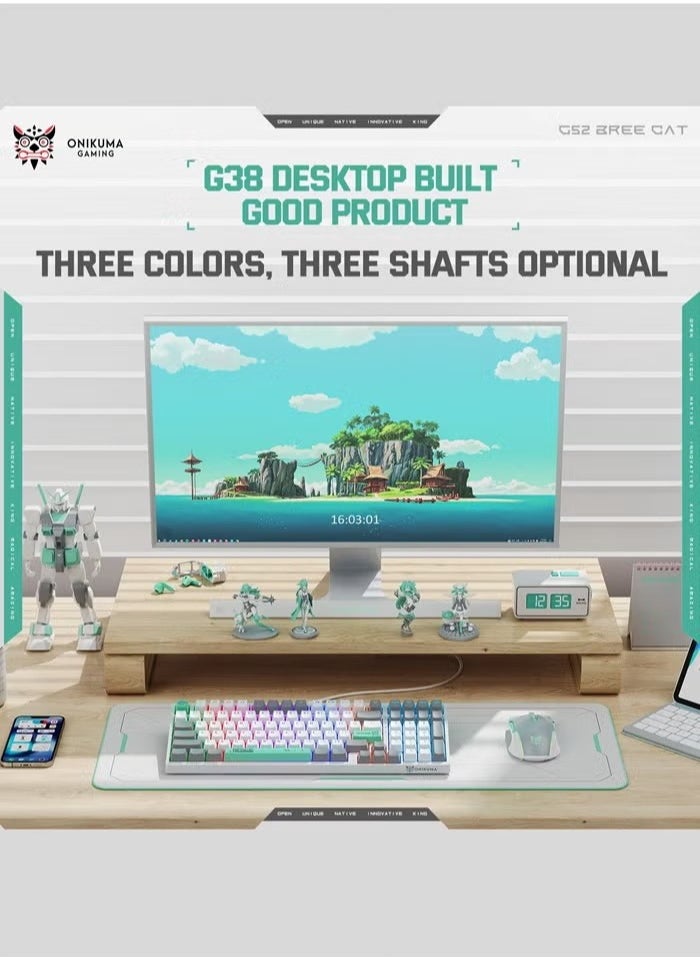 onikuma - G38 Mechanical Gaming Keyboard with Brown Switches, 80% Compact Keyboard, 98 Keys, 6 Colors Backlit Keyboard for PC,MacBook,Laptop, Desktop, Wired Computer Keyboard for Windows - Image 1
