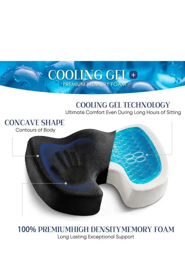 General Cooling GEL Orthopedic Coccyx Cushion For Comfortable Driving With Ergonomic Memory Foam Ideal For Office, Gaming Chair Seat ,Suitable for practicing yoga.  - Image 1