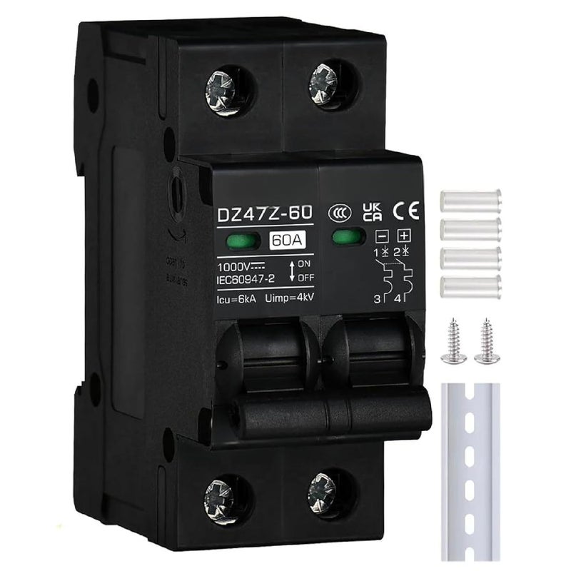 DZ47Z 60 2P DC12 1000V 40A 2 Pole 1000V DC Circuit Breaker Solar Battery Disconnect Switch - Image 1