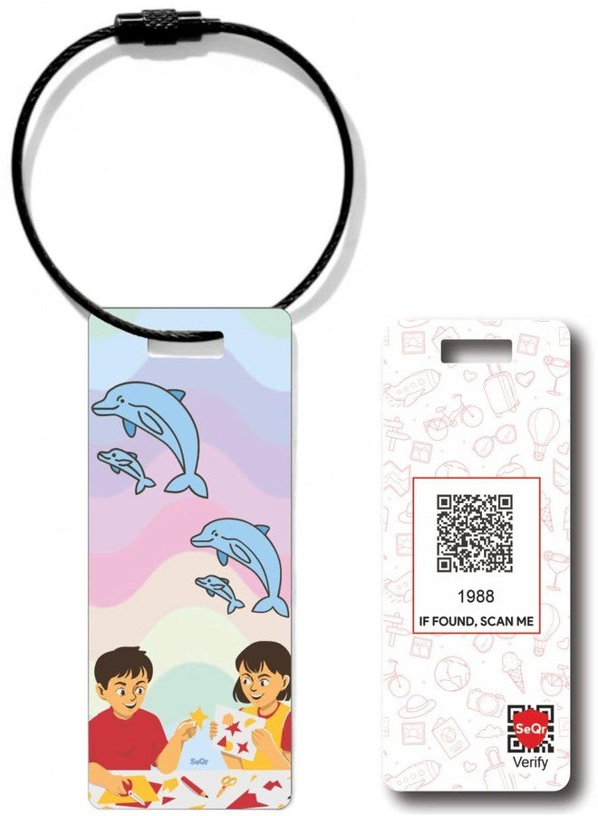 SeQR Smart QR Code Kids Bag Tag/Lost & Found Custom Name for School, Daycare, Kindergarten & Backpack,Waterproof Metal Tag with Wire Cable/Scan & Contact Travel Accessory for Children - Image 1