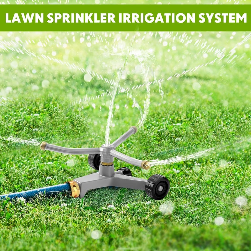 Tiangrid Metal Rotary Lawn Sprinkler 3 Arm Heavy Duty 360 Degree Automatic Revolving Water Sprinkler - Image 3