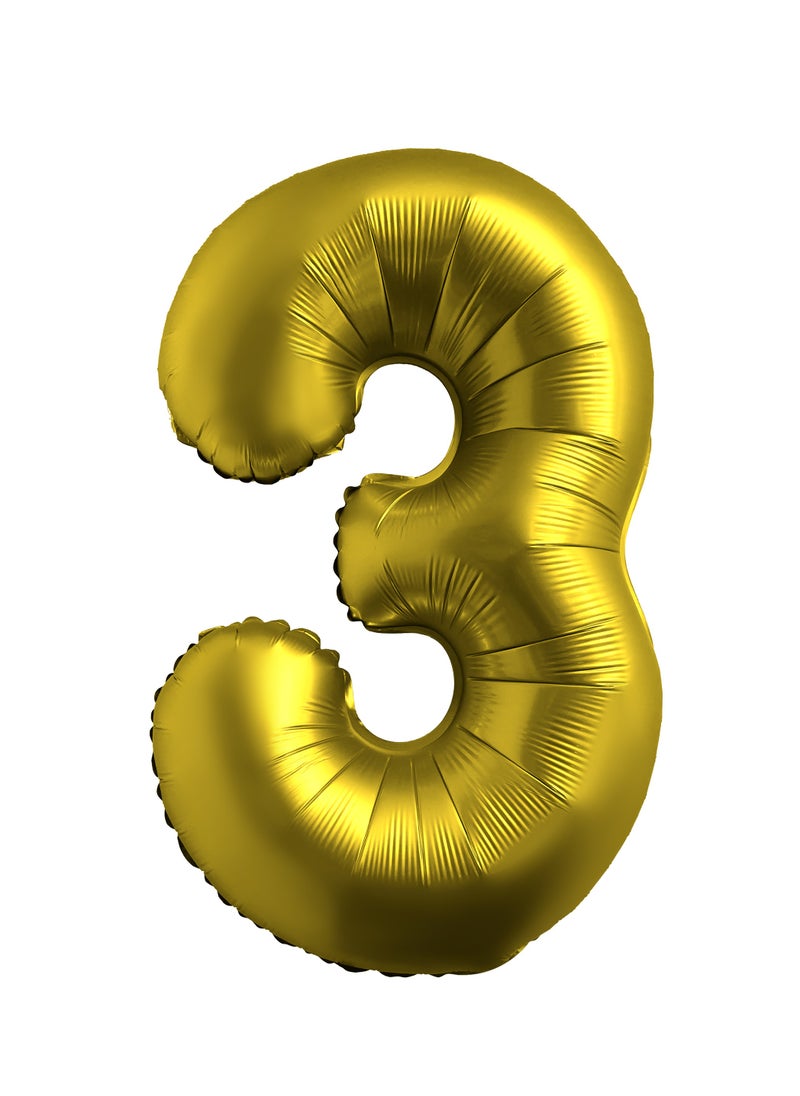 Party Zone Chrome Gold Foil Balloon Number 3 33" 