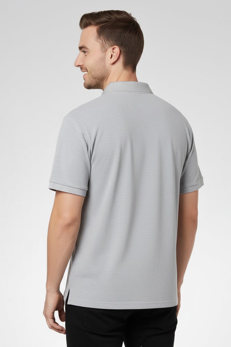 Cavalli Class Men Regular Fit Embroidered Logo Short Sleeves Polo Shirt, Grey - Image 4