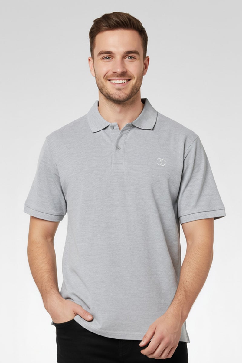 Cavalli Class Men Regular Fit Embroidered Logo Short Sleeves Polo Shirt, Grey - Image 1