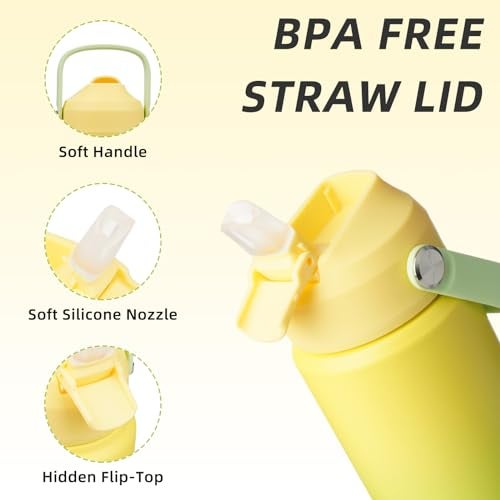 BJPKPK Insulated Water Bottle with Straw Lid 18oz Thermo Water Bottles Flex Handle Nonslip Boot BPA Free Leak Proof Stainless Steel Metal Thermo Tumblers CupsFresh Green - Image 3