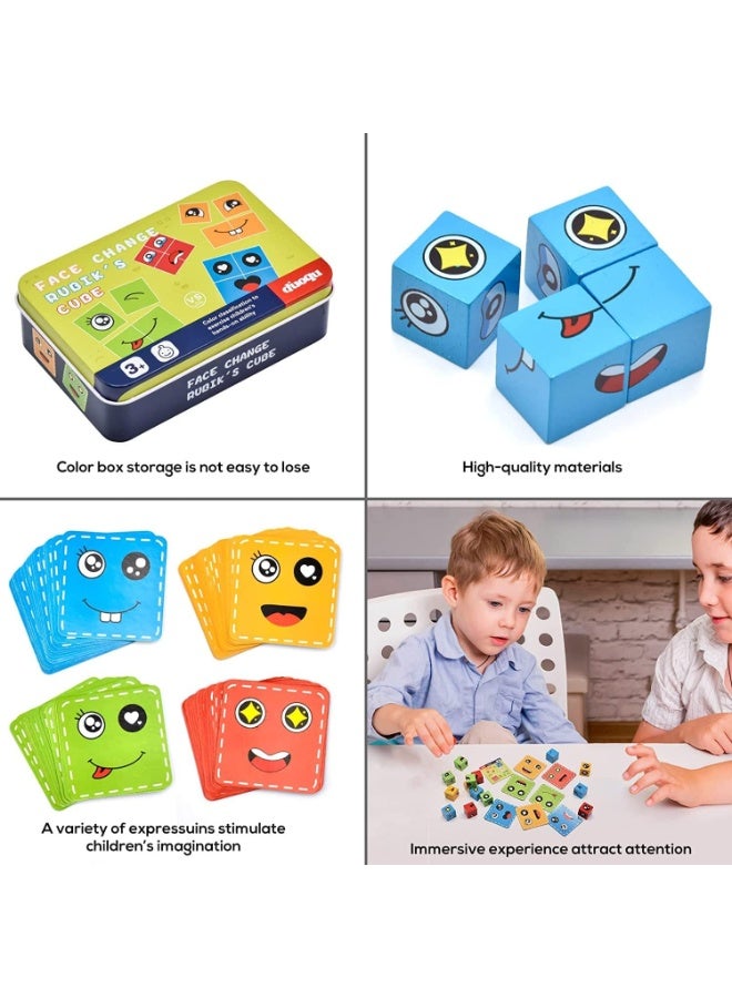 Capstro Face Changing Cube Battle Game for Kids – Expression Matching Brain Teaser with 72 Challenge Cards, Iron Storage Box & Bell | Parent-Child Interactive Board Game Toy – Classic - Image 3