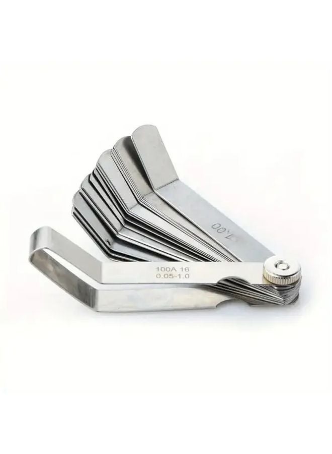 16pcs Silvery Stainless Steel Thickness Gauge Set Dual Scale SAE Metric 0 002 to 0 04 Inch - Image 1