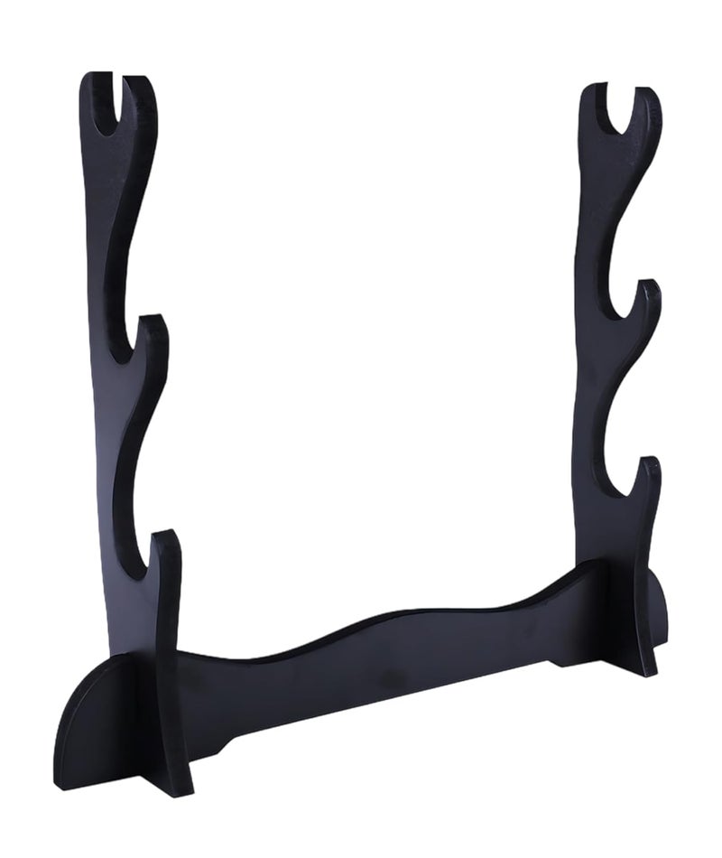 Buildcon حامل كاتانا بثلاثة طوابق، لحمل وعرض السيوف الكاتانا وسيوف النينجا، حامل سيوف أنيق مثبت على الحائط لعرض الكاتانا في غرفة المعيشة، غرفة النوم، ديكور المتجر - Image 1