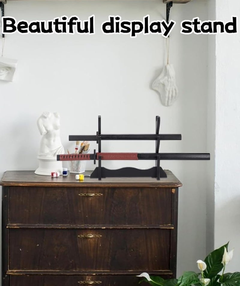 Buildcon حامل كاتانا بثلاثة طوابق، لحمل وعرض السيوف الكاتانا وسيوف النينجا، حامل سيوف أنيق مثبت على الحائط لعرض الكاتانا في غرفة المعيشة، غرفة النوم، ديكور المتجر - Image 5