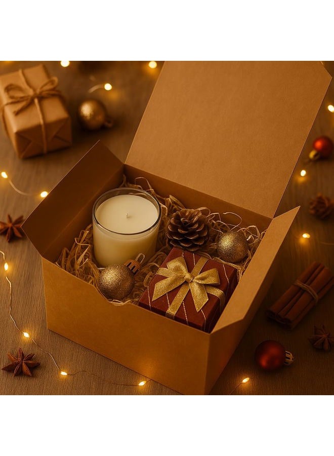 Mudrit Kraft Gift Boxes 10 Pack 8x8x4 Inches, Thick Kraft Paper Boxes with Lids, Tags & Jute Rope for Gifts, Wedding Favours, Bridesmaid Proposals, Cupcakes, Crafting - Image 5