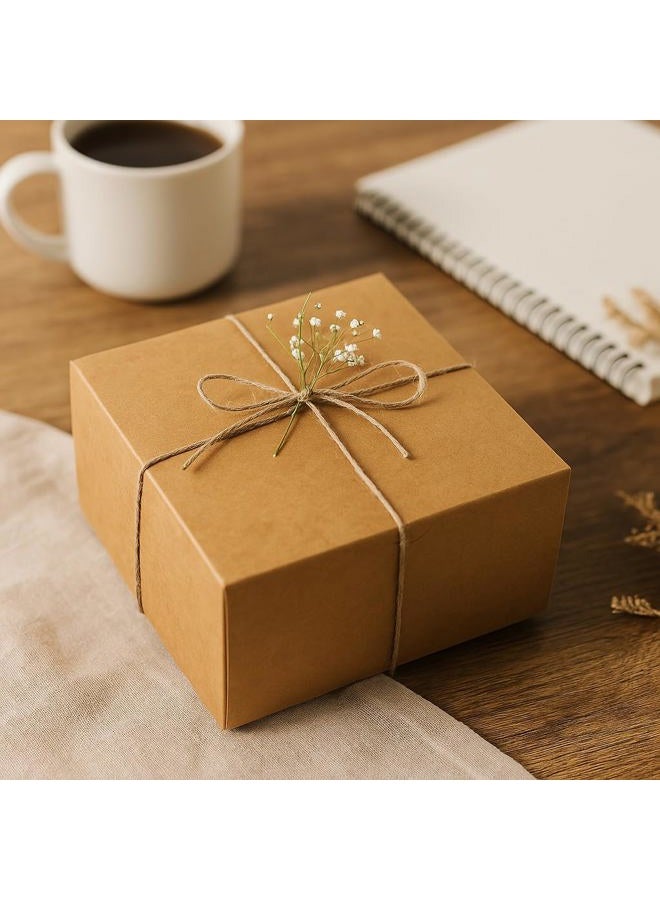 Mudrit Kraft Gift Boxes 10 Pack 8x8x4 Inches, Thick Kraft Paper Boxes with Lids, Tags & Jute Rope for Gifts, Wedding Favours, Bridesmaid Proposals, Cupcakes, Crafting - Image 2