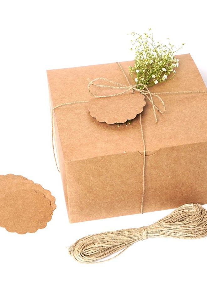 Mudrit Kraft Gift Boxes 10 Pack 8x8x4 Inches, Thick Kraft Paper Boxes with Lids, Tags & Jute Rope for Gifts, Wedding Favours, Bridesmaid Proposals, Cupcakes, Crafting - Image 1