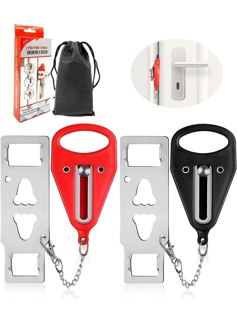 2 Pack Portable Door Lock Solid Heavy Duty Extra Lock for Additional Privacy and Safety in Hotel, Apartment and Prevent Unauthorized Entry in Traveling, AirBNB, Home, Apartments and School - Image 1