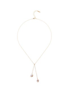 Karen Millen Logo Pearl Double Drop Necklace  - Image 1