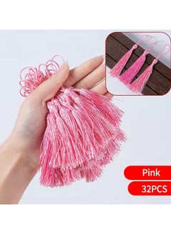 Abrar Colorful Silk Tassels with Hanging Rope Pink for Home Decor, Curtains, Jewelry, Weddings, and Keychains 32 Pieces 