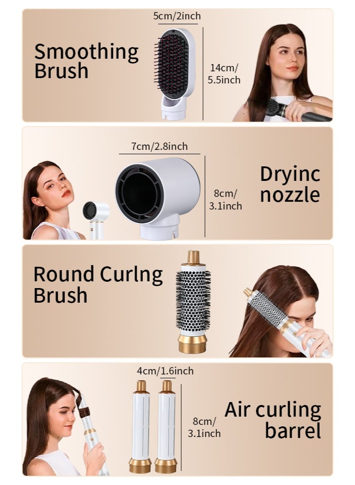 5 In 1 Hair Dryer Brush Hot Comb Set，1000W Hot Air Hair Curler and Straightener Styling Tool Comb Curling Brush Suitable for Women Hair Types，White - Image 2