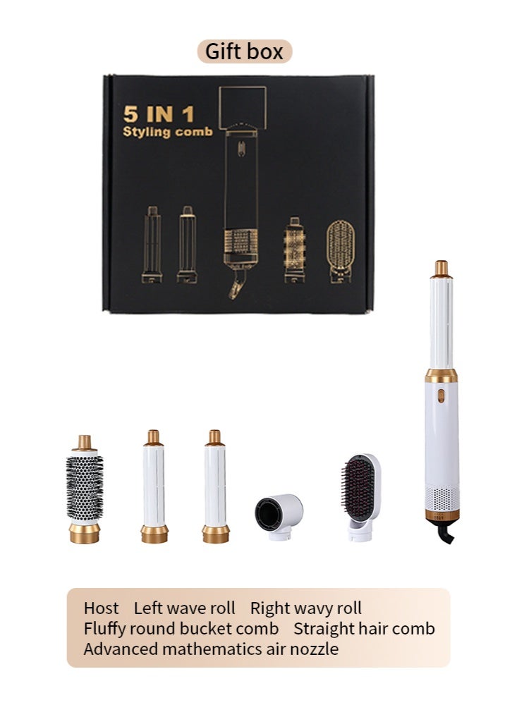 5 In 1 Hair Dryer Brush Hot Comb Set，1000W Hot Air Hair Curler and Straightener Styling Tool Comb Curling Brush Suitable for Women Hair Types，White - Image 4