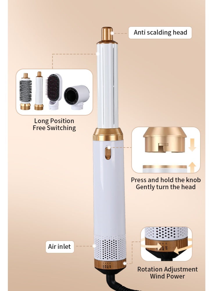 5 In 1 Hair Dryer Brush Hot Comb Set，1000W Hot Air Hair Curler and Straightener Styling Tool Comb Curling Brush Suitable for Women Hair Types，White - Image 5