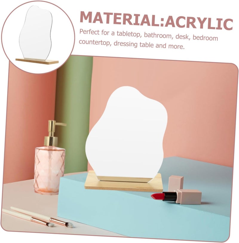 Portable Makeup Mirror Stand Movable Vanity Mirror Aesthetic Desk Decor - Image 3