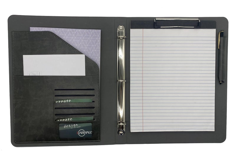 XIAOZHI Binder Portfolio Organizer with Color File Folders, Business and Interview Padfolio with 3-Ring Binder, Clipboard - Image 3
