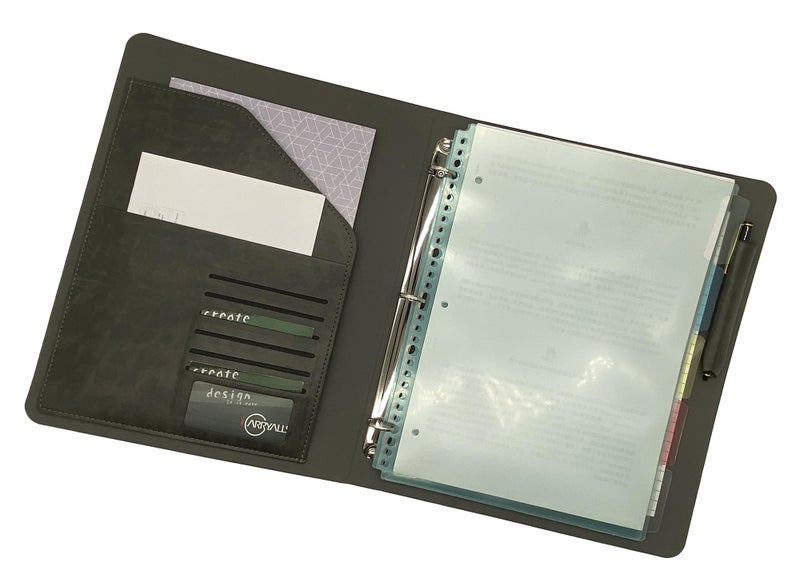 XIAOZHI Binder Portfolio Organizer with Color File Folders, Business and Interview Padfolio with 3-Ring Binder, Clipboard - Image 4