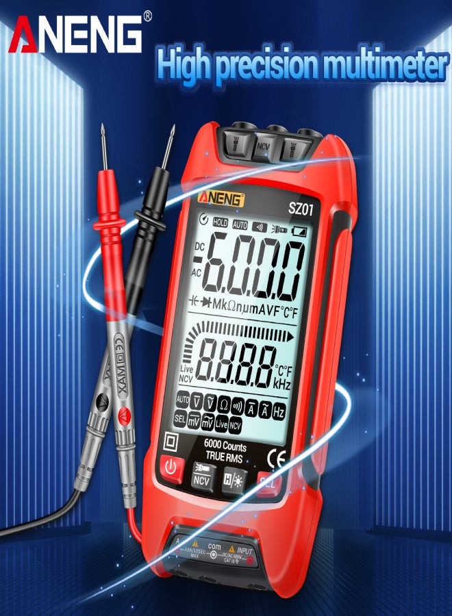 ANENG SZ01 Smart Digital Multimeter 6000 Counts Auto Range True RMS NCV Universal Meter Handheld Multifunctional Tester Voltmeter Ammeter with Backlight Flashlight AC/DC Voltage & Current Resistance - Image 2