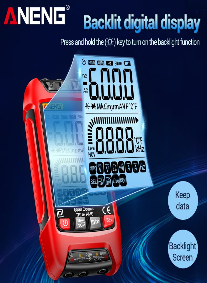 ANENG SZ01 Smart Digital Multimeter 6000 Counts Auto Range True RMS NCV Universal Meter Handheld Multifunctional Tester Voltmeter Ammeter with Backlight Flashlight AC/DC Voltage & Current Resistance - Image 5