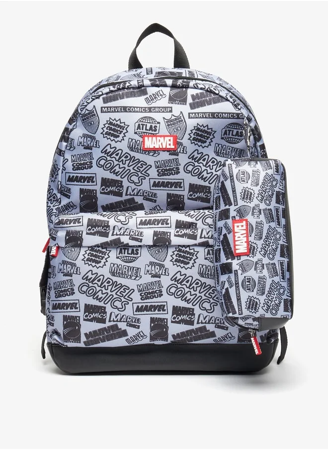 MARVEL Marvel All-Over Print Backpack with Adjustable Shoulder Straps and Pencil Pouch - 48x35x12 cm