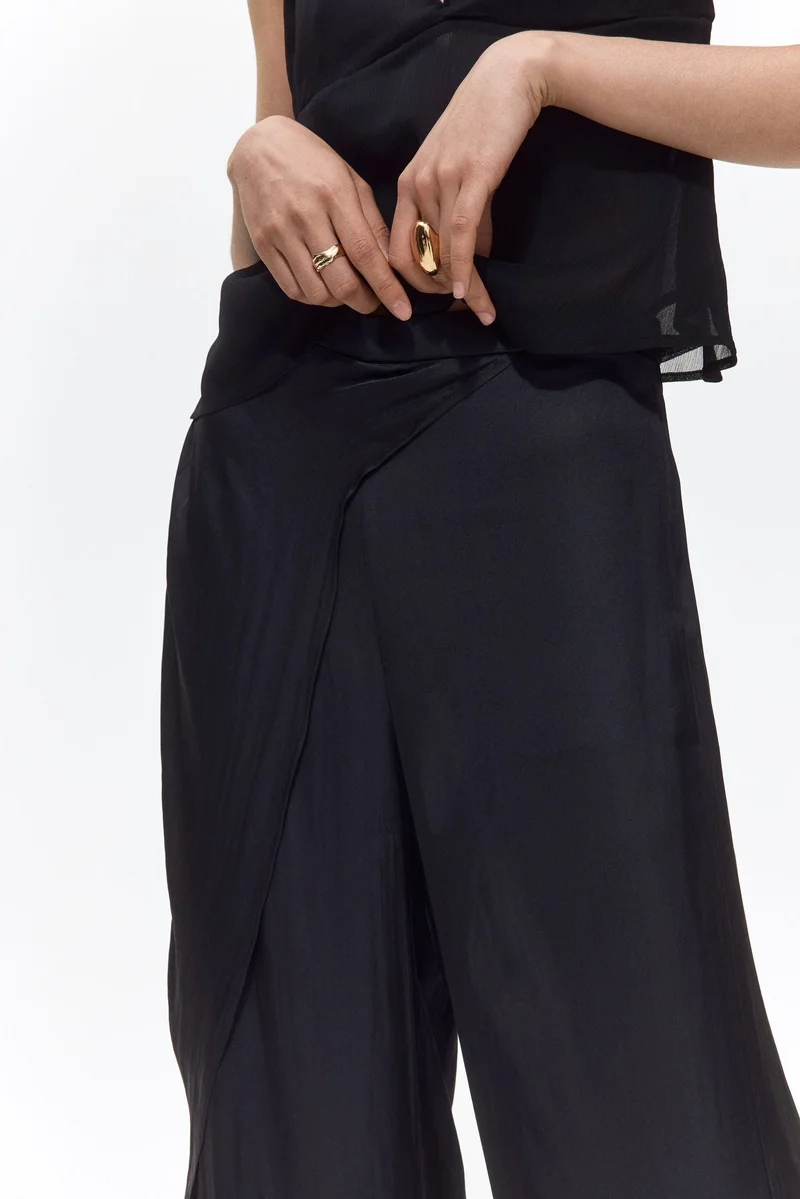 H&M Wrap-detail satin trousers