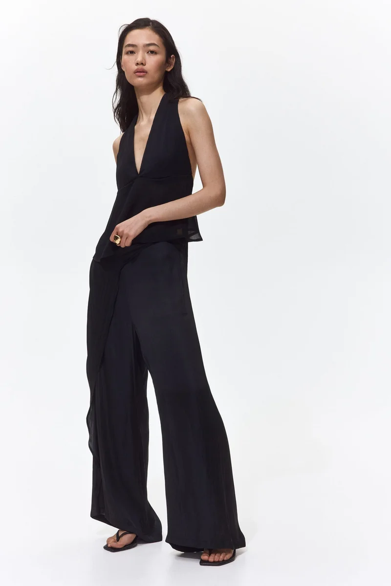 H&M Wrap-detail satin trousers