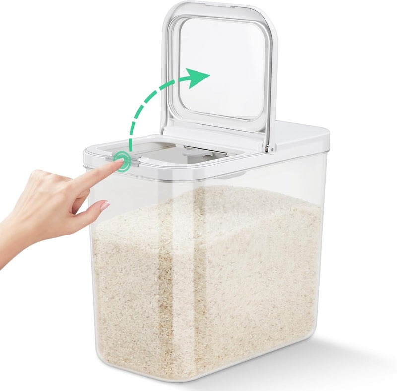 TBMax Rice Flour Storage Container with Automatic Flip-up Lid 25 Lbs | 12.68 Qt, Tall and Narrow Food Storage Flour Bin for Kitchen Pantry Organization, Pet Dog Cat Food Storage Container - Image 1