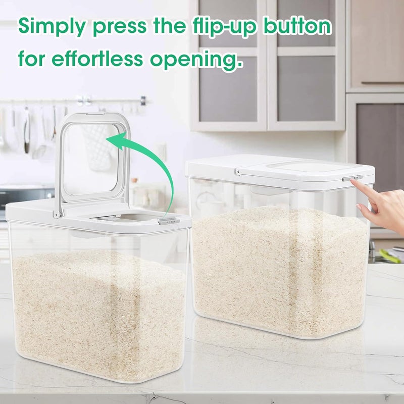 TBMax Rice Flour Storage Container with Automatic Flip-up Lid 25 Lbs | 12.68 Qt, Tall and Narrow Food Storage Flour Bin for Kitchen Pantry Organization, Pet Dog Cat Food Storage Container - Image 2