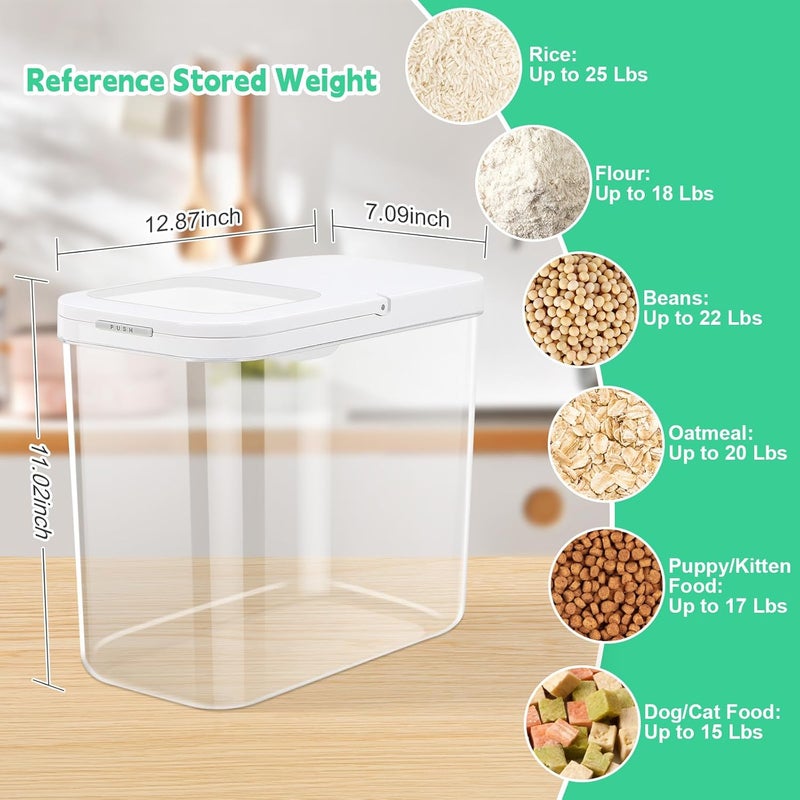 TBMax Rice Flour Storage Container with Automatic Flip-up Lid 25 Lbs | 12.68 Qt, Tall and Narrow Food Storage Flour Bin for Kitchen Pantry Organization, Pet Dog Cat Food Storage Container - Image 3